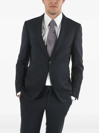 Corneliani Man Suit Midnight Blue Size 44 Virgin Wool In Black