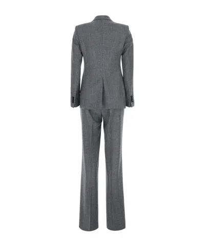 Tagliatore Double-breasted Structured Tech Fabric Pant Suit In Gray