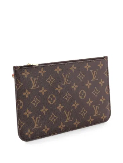 Pre-owned Louis Vuitton Neverfull Pochette Monogram Canvas Large Pouch In Brown