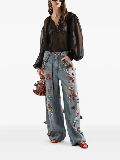Dolce & Gabbana Silk Chiffon Top In Black