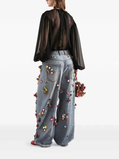 Dolce & Gabbana Silk Chiffon Top In Black