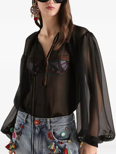Dolce & Gabbana Silk Chiffon Top In Black