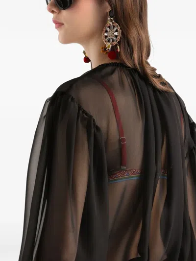 Dolce & Gabbana Silk Chiffon Top In Black