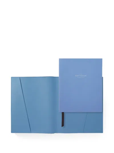 Smythson Soho Leather Notebook In Blue