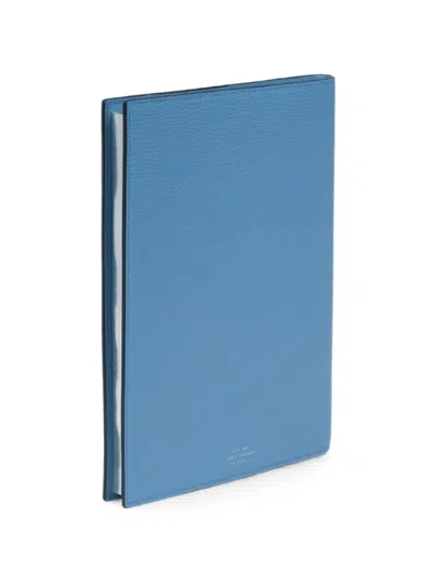 Smythson Soho Leather Notebook In Blue