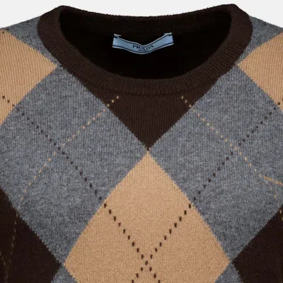 Prada Argyle-knit Sweater In Multi