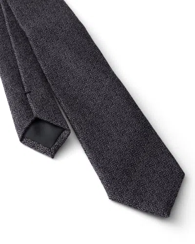 Prada Wool And Silk Tie In Gray