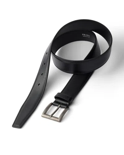 Prada Leather Belt In Black