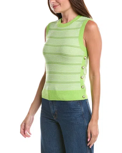 St John St. John Wool-blend Side Placket Tank Top In Green