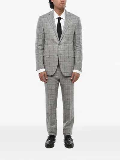 Corneliani Single-breasted Checked Suit In Gray