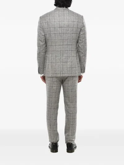 Corneliani Single-breasted Checked Suit In Gray