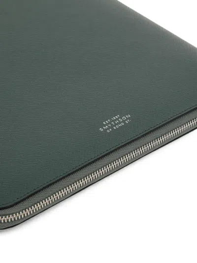 Smythson 지퍼 쓰기 폴더 In Green