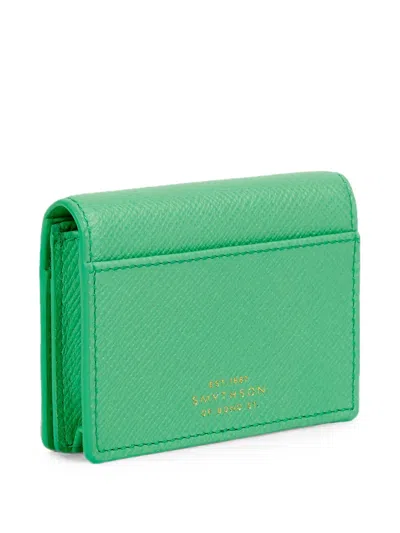 Smythson 스냅 클로저 2단 카드홀더 In Green