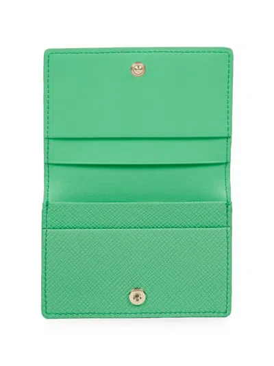 Smythson 스냅 클로저 2단 카드홀더 In Green