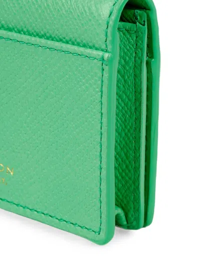 Smythson 스냅 클로저 2단 카드홀더 In Green