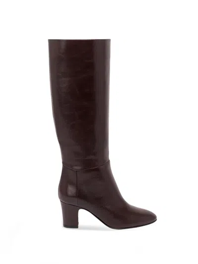 Alberta Ferretti Leather Knee-high Boots In Brown