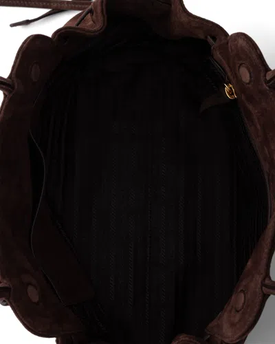 Prada Carry Medium Suede Bag In Brown