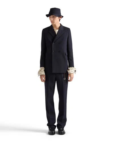 Prada Wool Pants In Navy