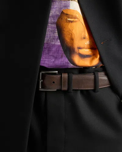 Prada Antiqued Leather Belt In Brown