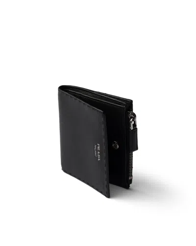 Prada Small Leather Wallet In Black
