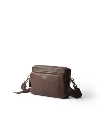 Prada Leather Shoulder Bag In Brown