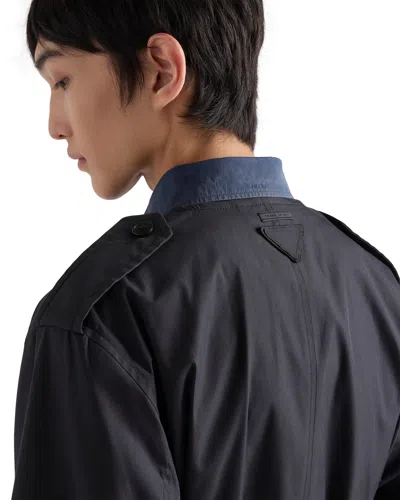 Prada Cotton Blend Coat In Black