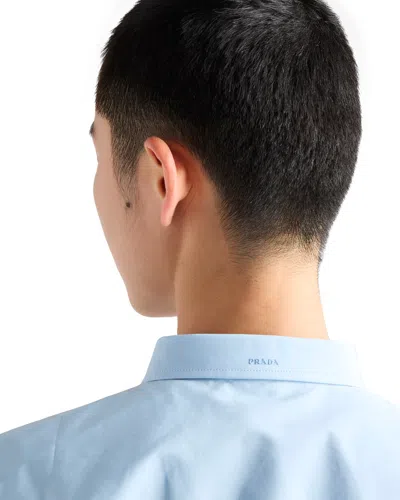 Prada Poplin Shirt In Sky Blue