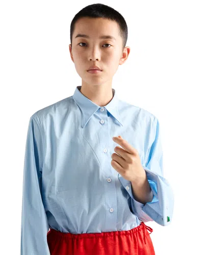 Prada Poplin Shirt In Sky Blue