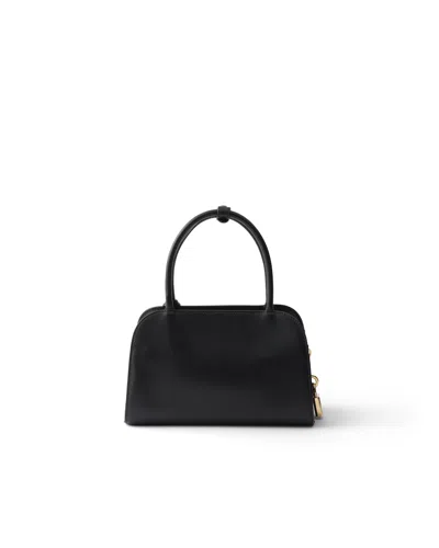 Prada Coffret Medium Leather Handbag In Black
