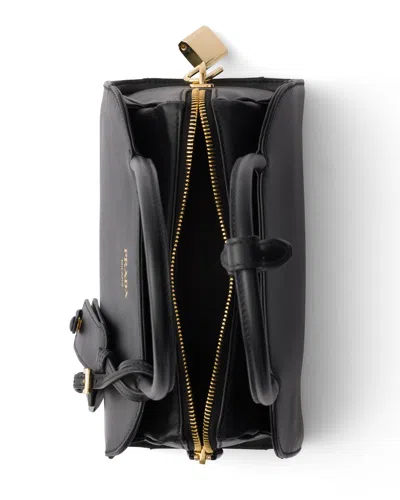 Prada Coffret Medium Leather Handbag In Black