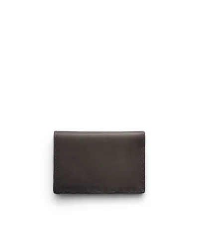 Prada Antiqued Leather Card Holder In Graphite