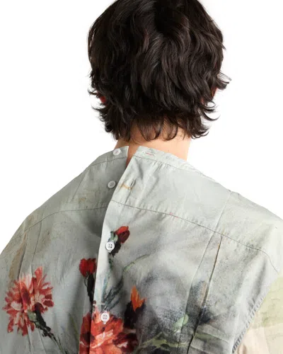 Prada Printed Cotton Shirt In Grey
