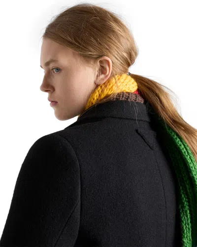 Prada Single-breasted Shetland Wool Coat In Black