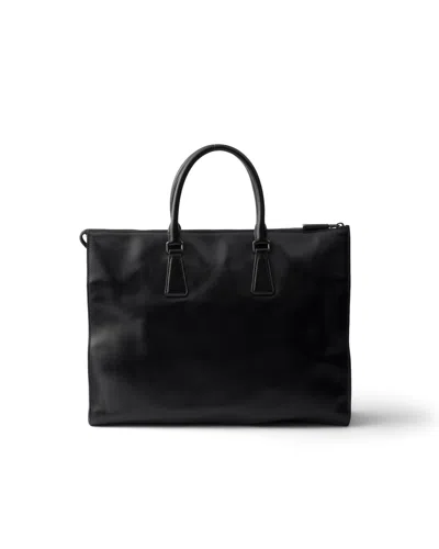 Prada Leather Tote Bag In Black