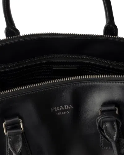 Prada Leather Tote Bag In Black