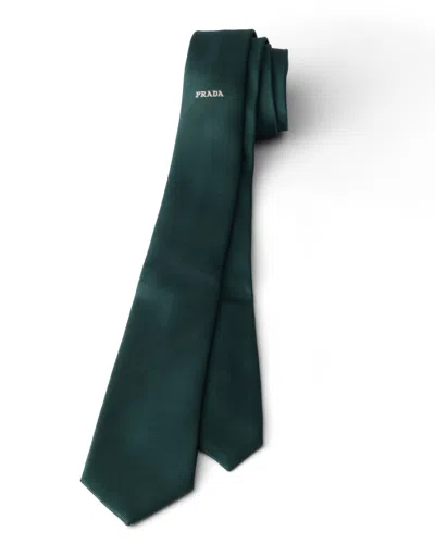 Prada Silk Tie In Bottle Green