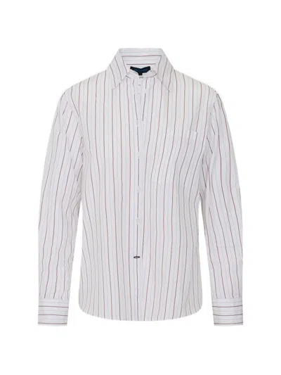 Patrick Assaraf Striped Cotton Shirt In White