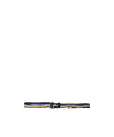 Prada Striped Clasp Buckle Belt Elastic Cotton In Multi