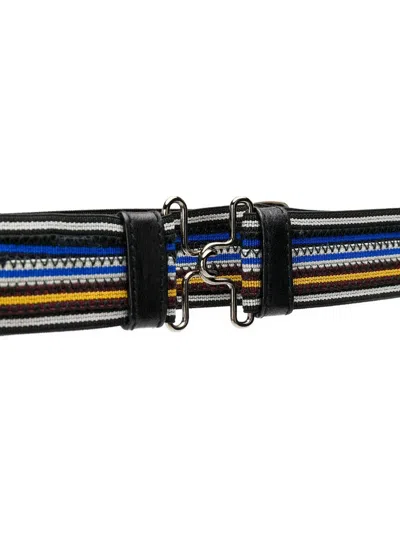 Prada Striped Clasp Buckle Belt Elastic Cotton In Multi