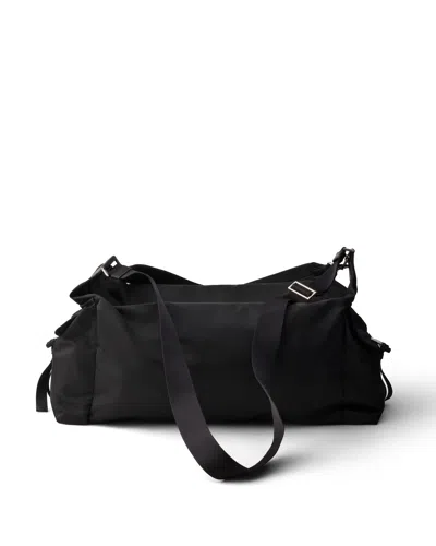 Prada Explore Re-nylon And Leather Duffel Bag In Black