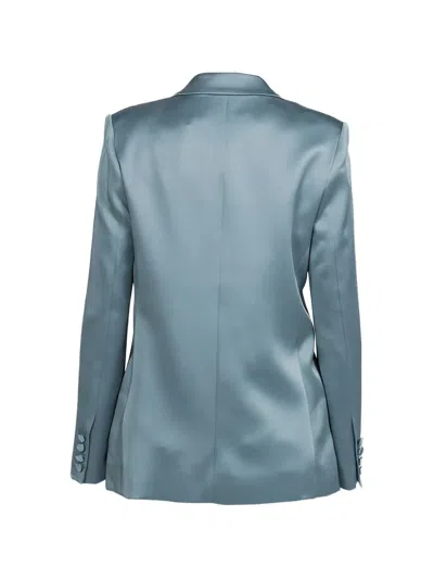 Lapointe Satin Double Breasted Blazer In Blue