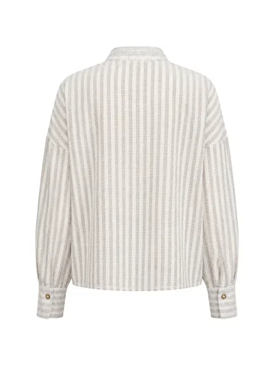 Forme D'expression Striped Drop-shoulder Shirt In Neutral