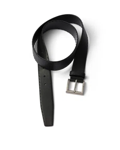 Prada Antiqued Leather Belt In Black