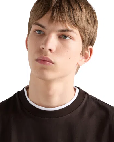 Prada Cotton T-shirt In Brown