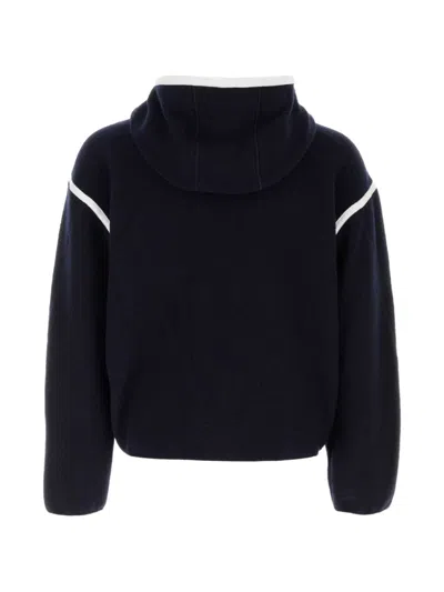 Givenchy Wool Hooded Jacket Contrast Trim Pockets In Blue