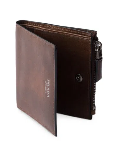 Prada Small Leather Wallet In Brown