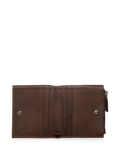 Prada Small Leather Wallet In Brown