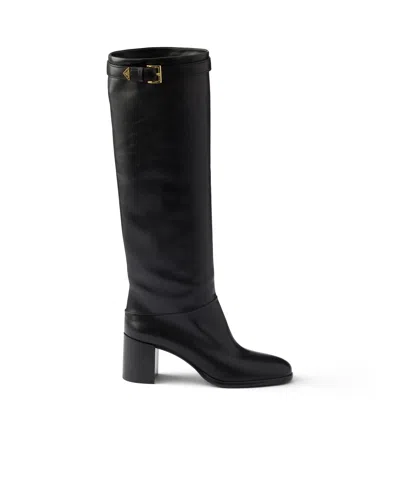 Prada Leather Boots In Black
