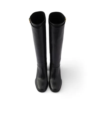 Prada Leather Boots In Black