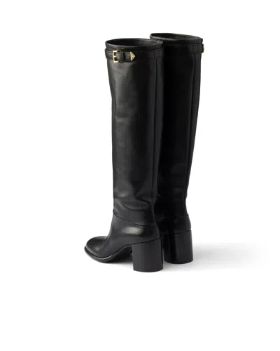 Prada Leather Boots In Black
